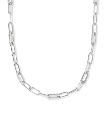 KENDRA SCOTT- Bella Rhodium Chain Necklace in White CZ